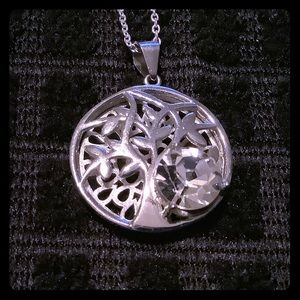 Sterling Silver Tree of Life with Crystal Accent.